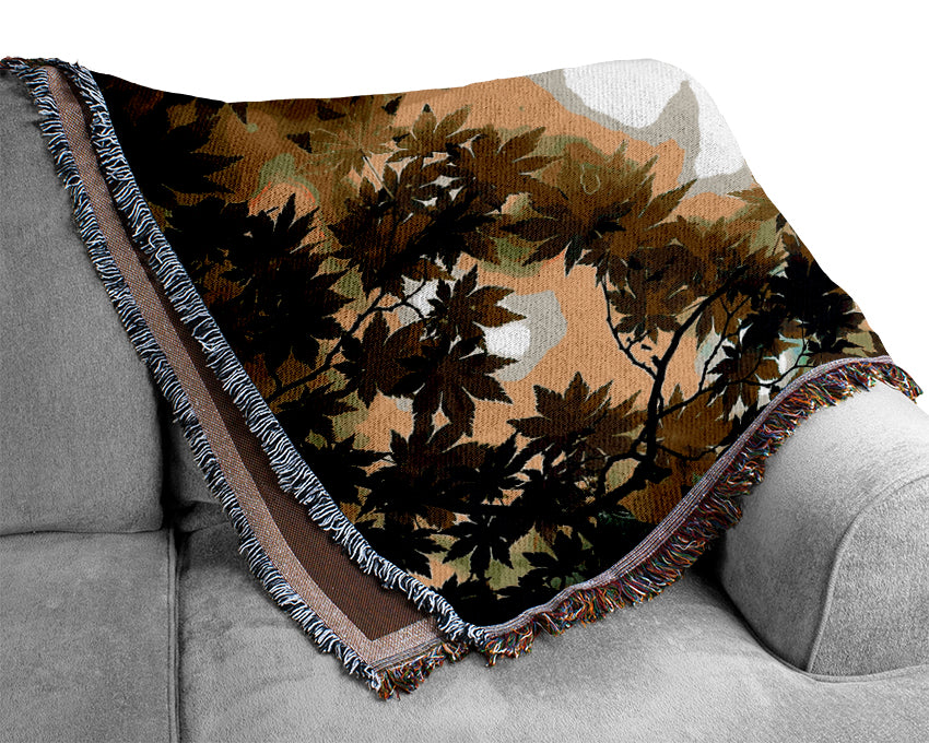 Green Maple Leaves Woven Blanket
