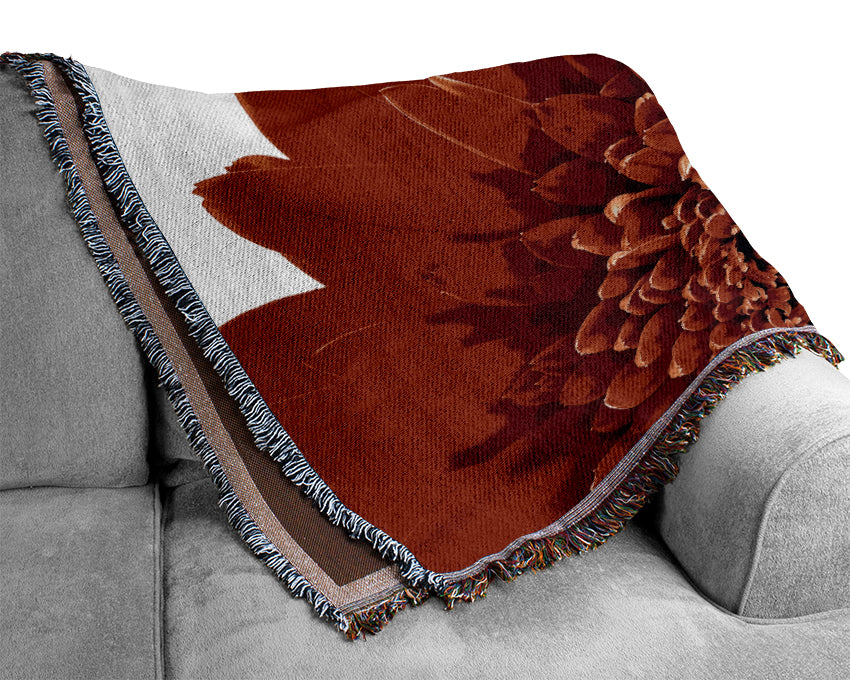 Red Gerbera Head Woven Blanket