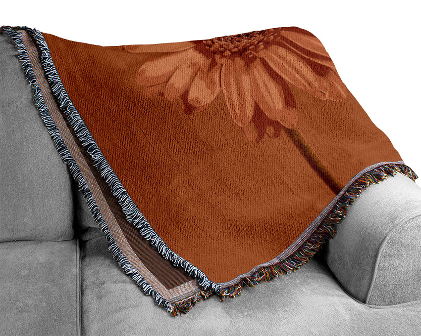 Orange On Orange Gerbera Woven Blanket