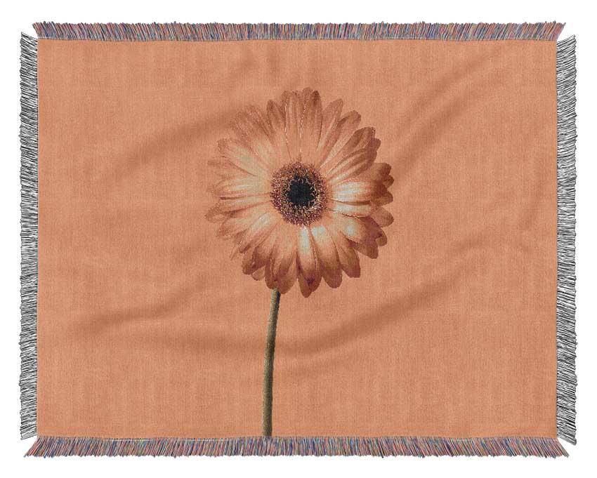 Orange Gerbera On Yellow Woven Blanket