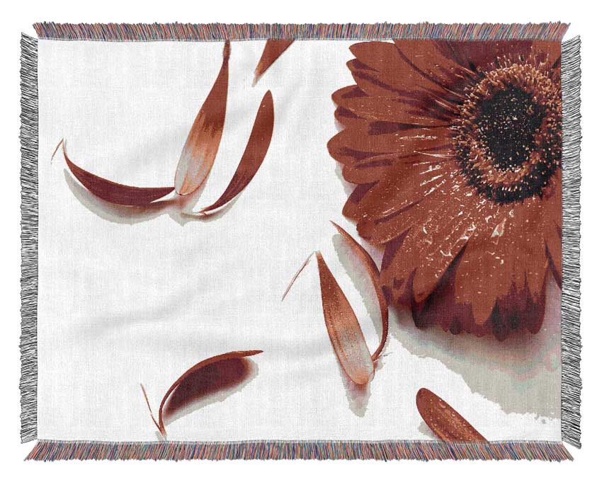 Red Gerbera Fallen Petals Woven Blanket