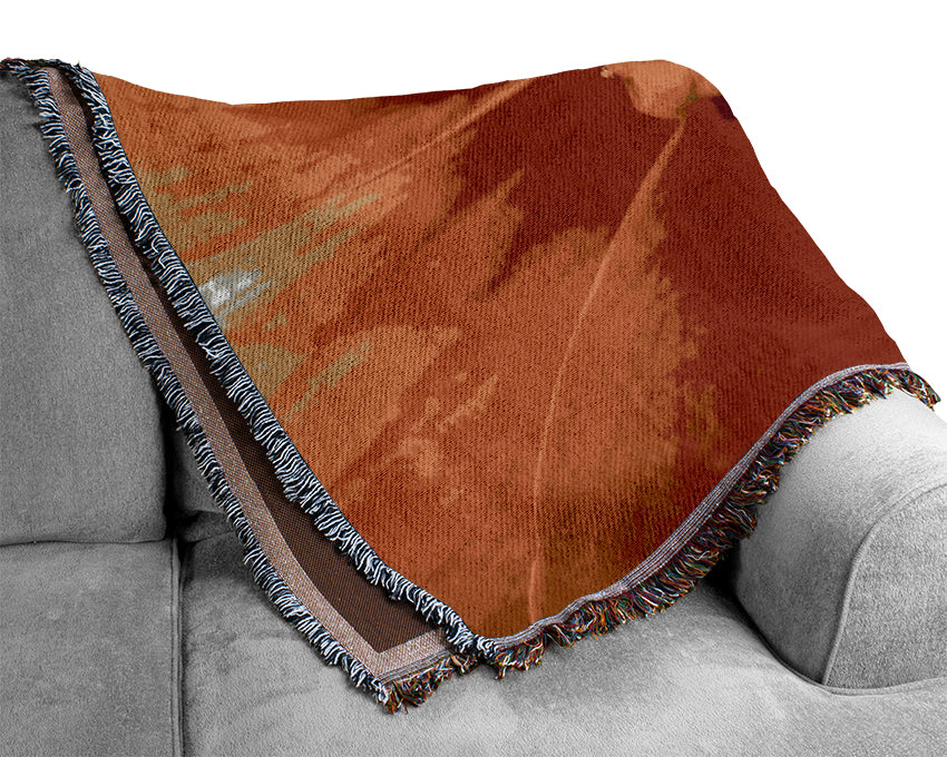 Orange Petal Delight Woven Blanket