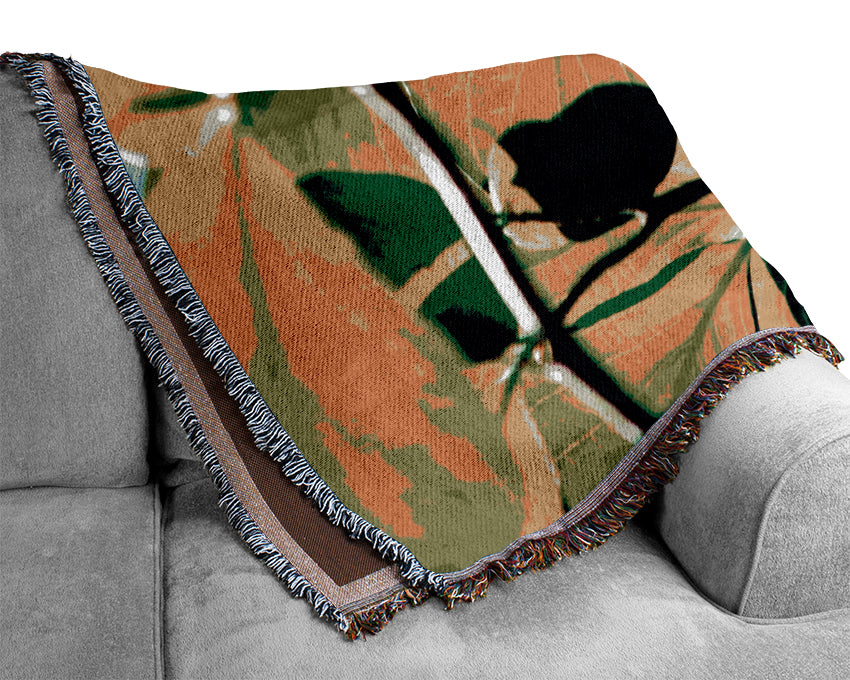 Green Leaves In Sunlight Woven Blanket