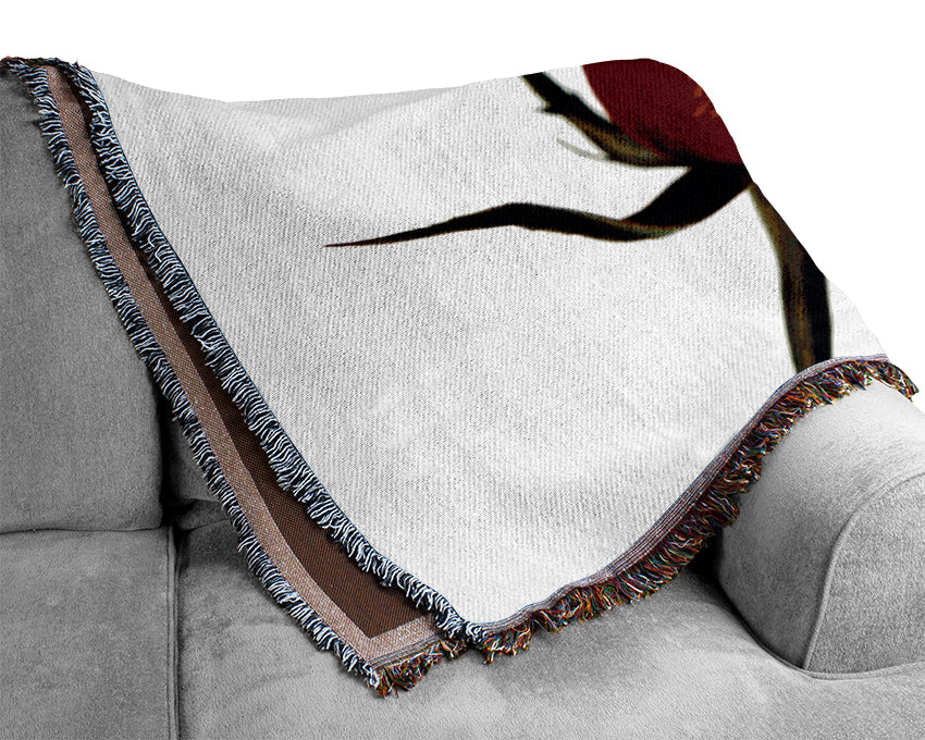 Single Red Rose Woven Blanket