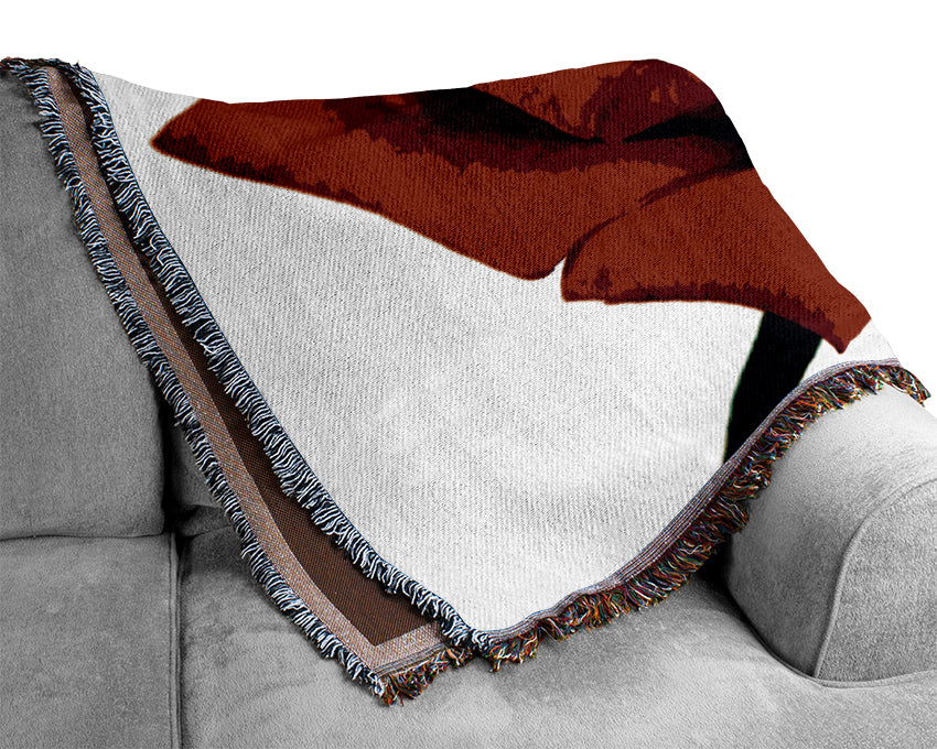 Red Rose In Bloom Woven Blanket