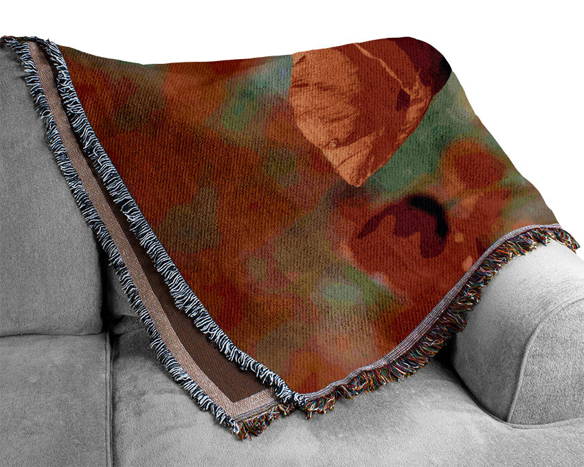 Red Poppy Field Galore Woven Blanket