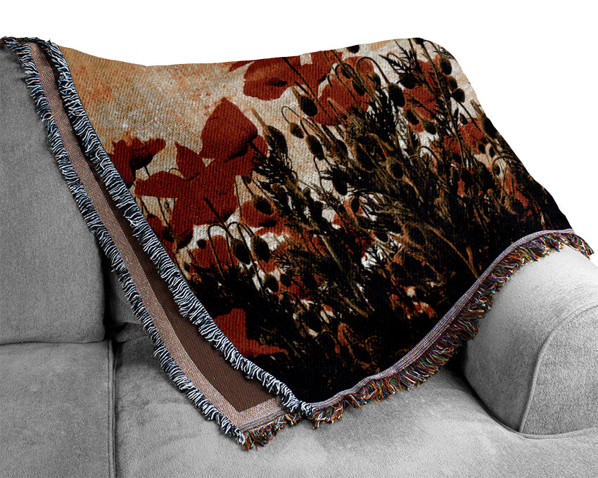 Poppy Field Golden Skys Woven Blanket