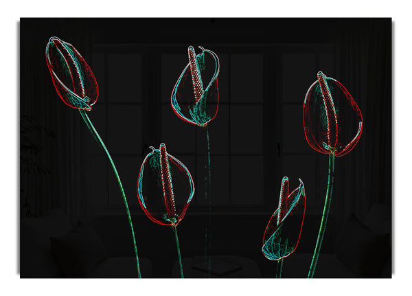 Abstraktes Neonblumenmuster 02