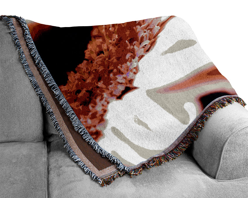 Pink Gerbera Close-Up Woven Blanket