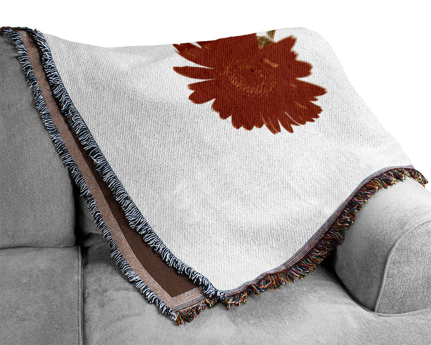 Twin Red Daisies Woven Blanket