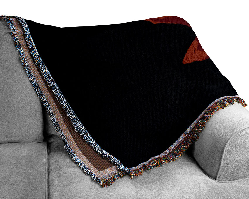 Red Rose Black Velvet Woven Blanket