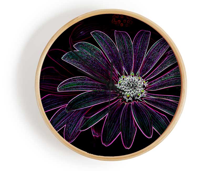 Abstarct Neon Floral 14 Clock - Wallart-Direct UK