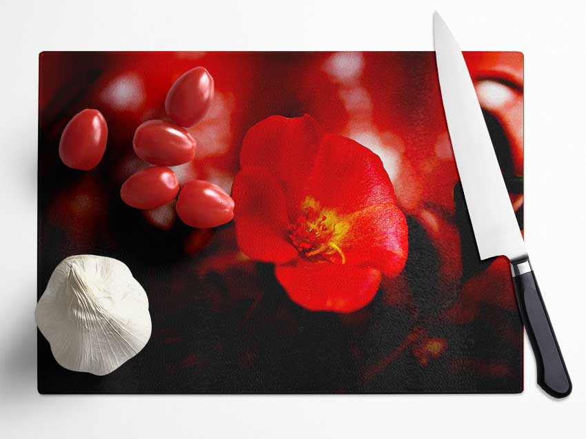 Cherry Red Glass Chopping Board
