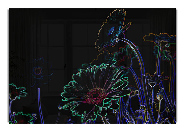 Abstraktes Neonblumenmuster 04