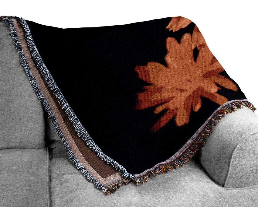 Vibrant Orange Gerberas Woven Blanket