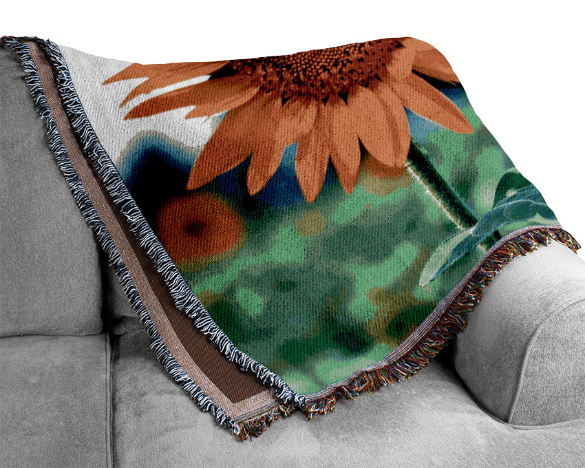 Twin Sunflowers Woven Blanket