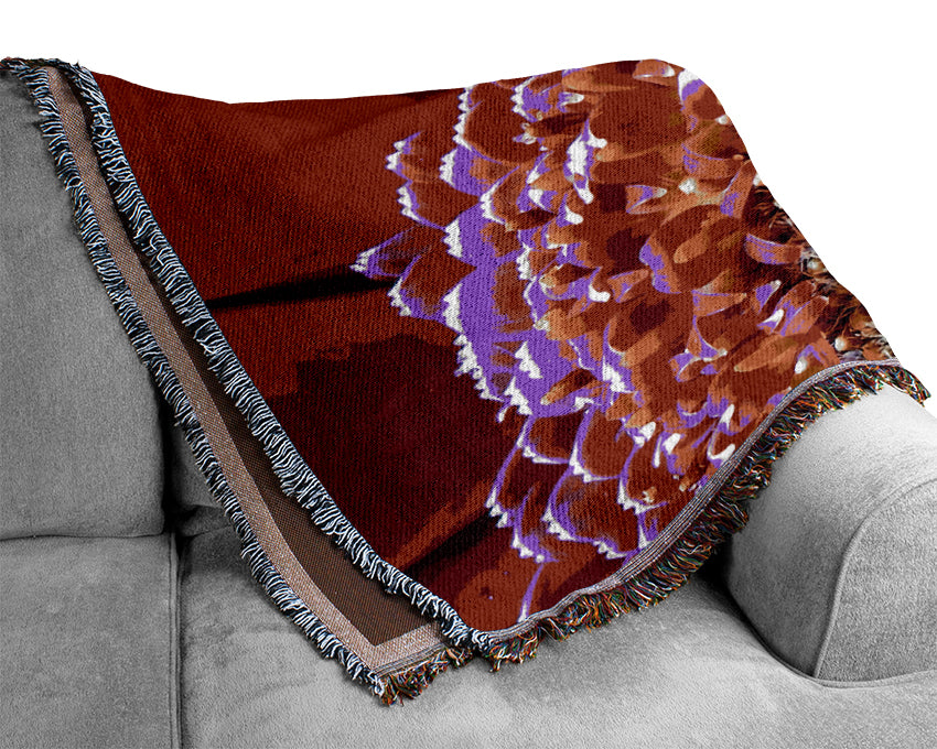 Red Gerbera Face Close-Up Woven Blanket