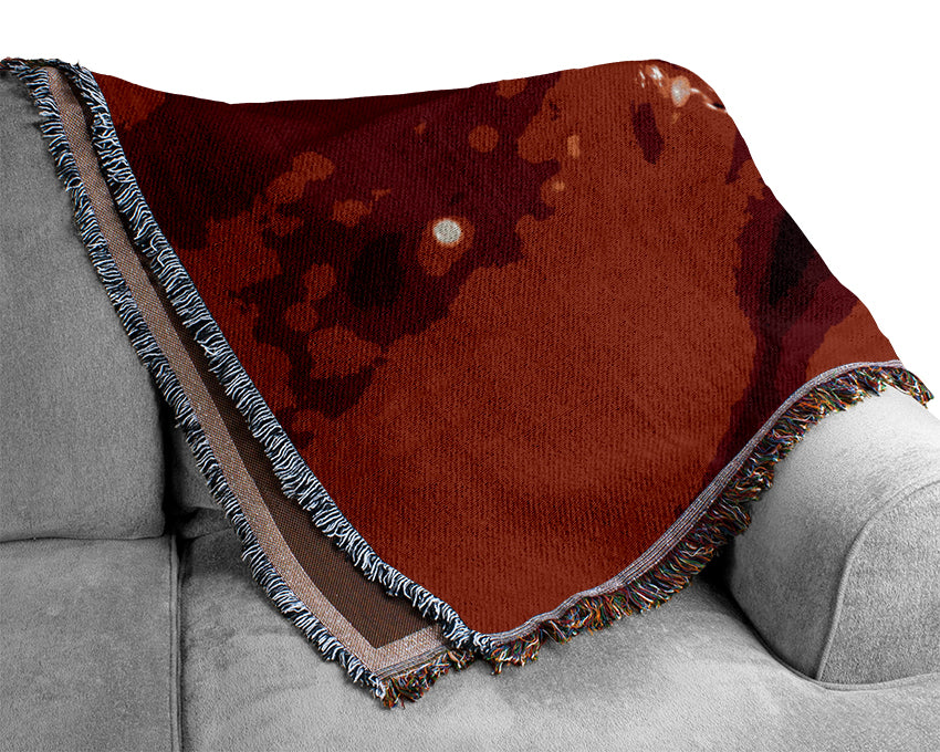 Red Petal Dew Drop Woven Blanket