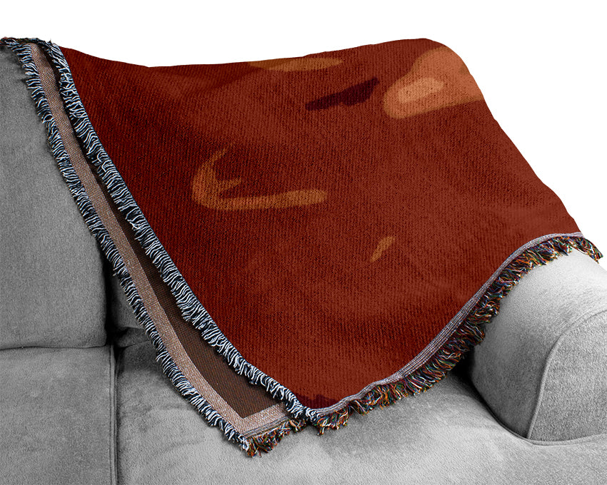 Orange On Orange Gerbera Petals Woven Blanket