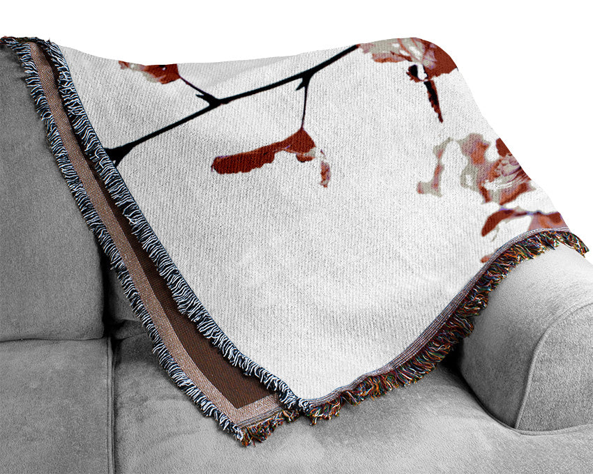 Red Leaves In Autumn Woven Blanket