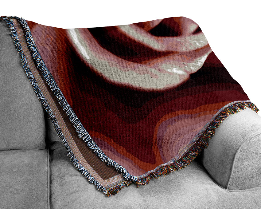 Pink Rose Centre Woven Blanket