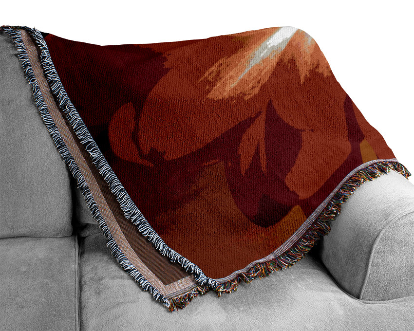 Red Daisy Petals Woven Blanket