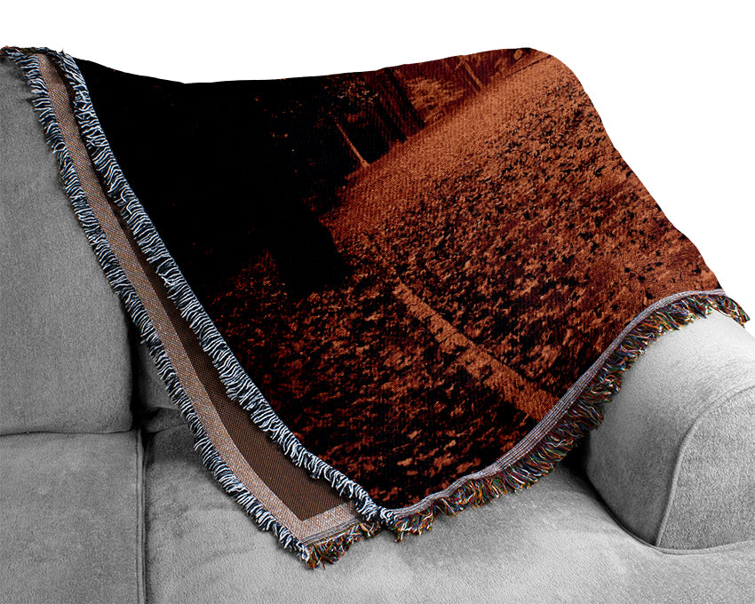 Fall In The Orange Forest Woven Blanket