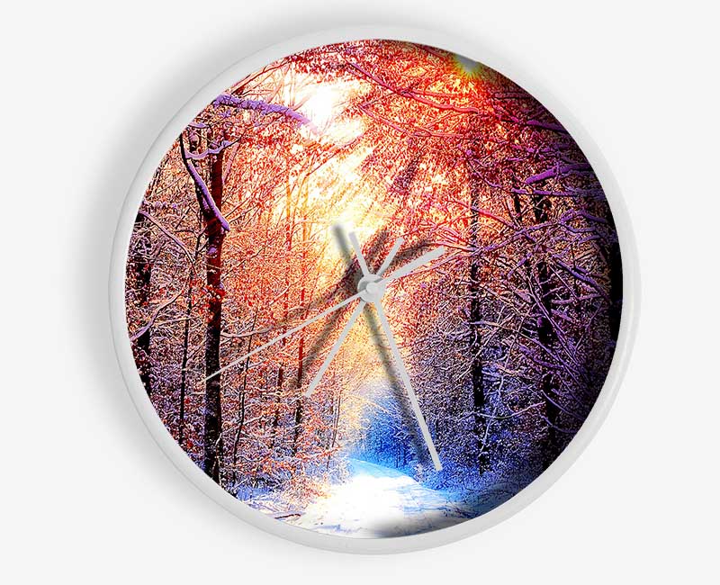 Winter Sun Blaze Clock - Wallart-Direct UK