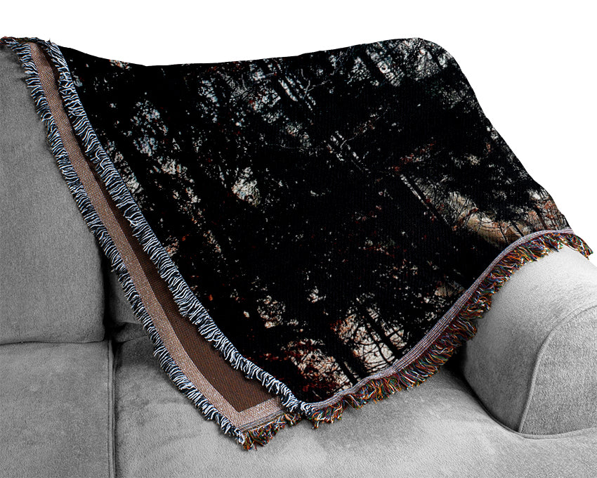 Forest Road In Winter Woven Blanket