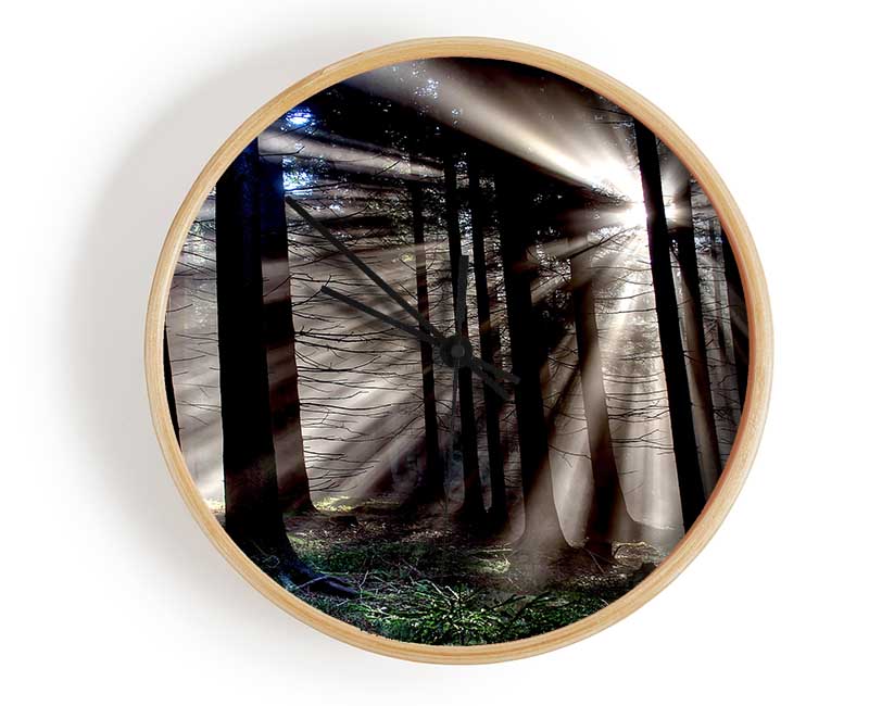 Morning Sun Rays Forest Clock - Wallart-Direct UK