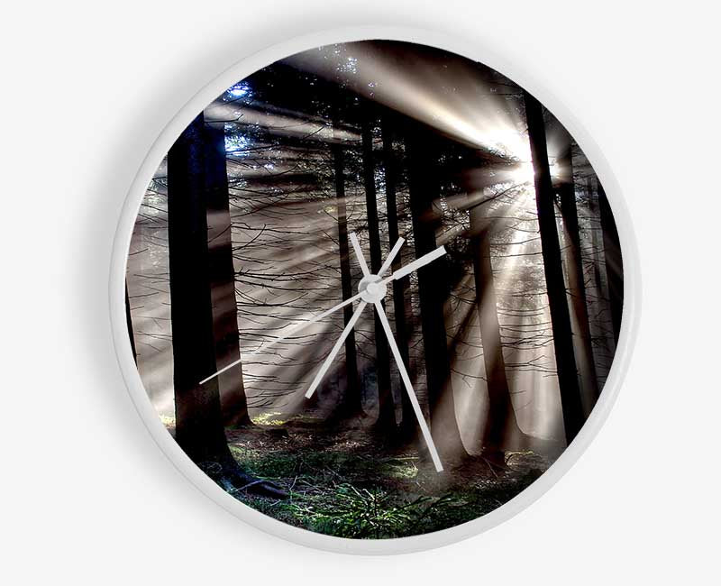 Morning Sun Rays Forest Clock - Wallart-Direct UK