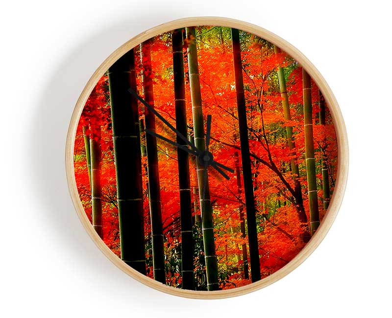 Red Autumn Forest Clock - Wallart-Direct UK