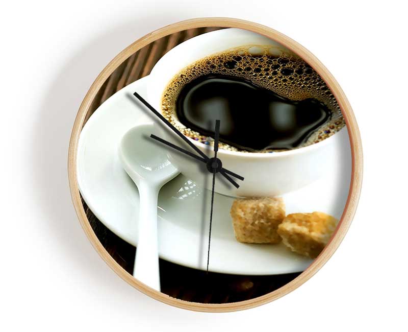 Cup Of Coffee And Sugar Cubes Clock - Wallart-Direct UK