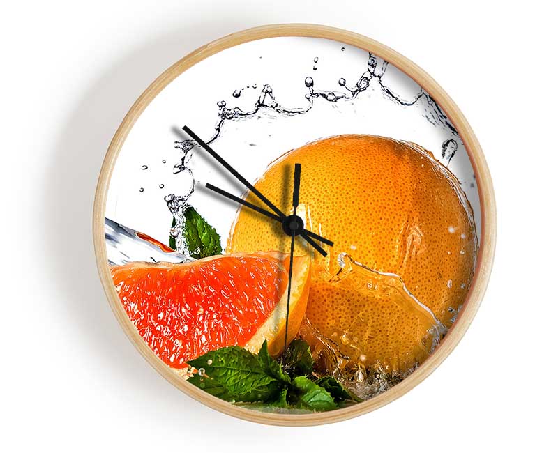 Orange And Mint Clock - Wallart-Direct UK