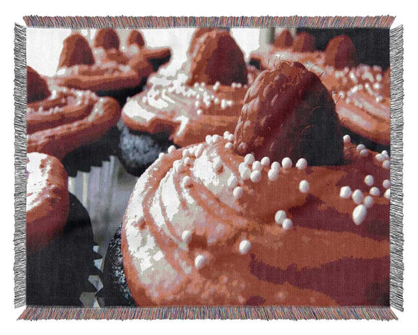 Pink Cupcakes Woven Blanket
