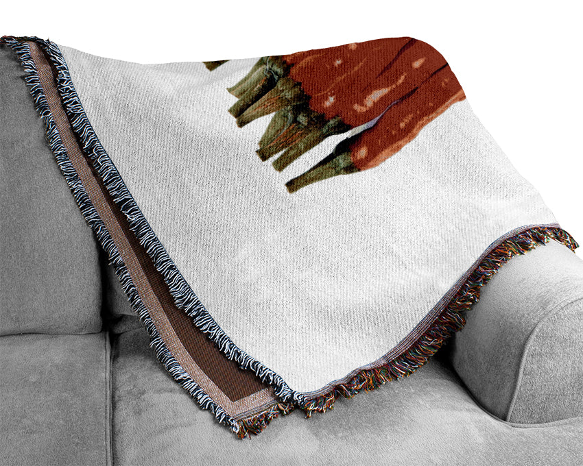 Fire Red Peppers Woven Blanket