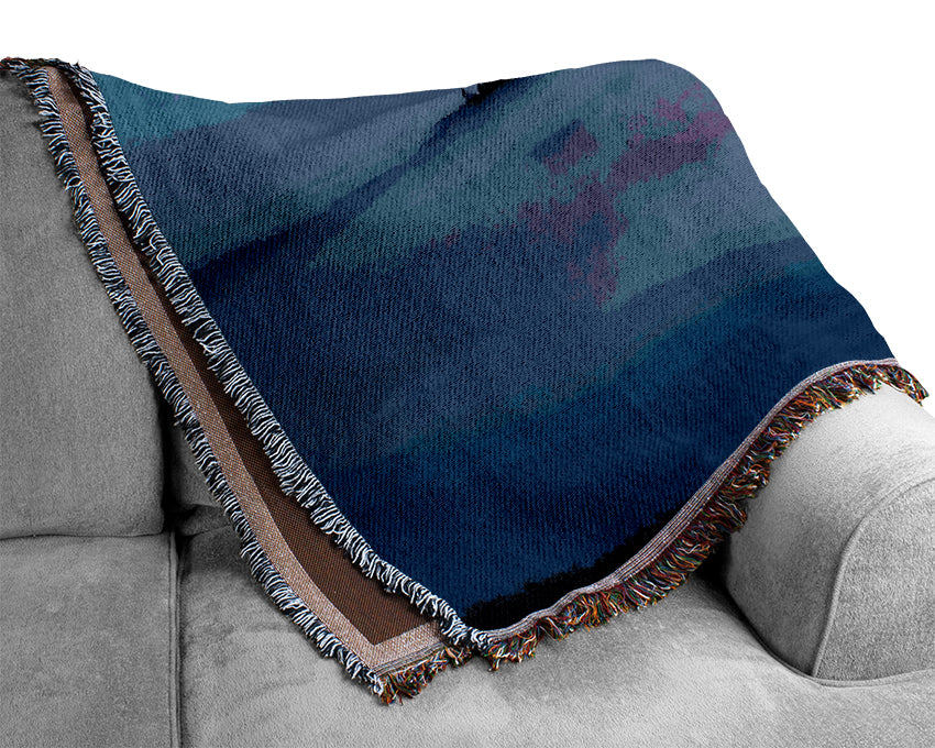 Tranquil Blue Morning Lake Woven Blanket