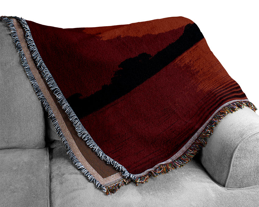 Pink Lake Sun Woven Blanket