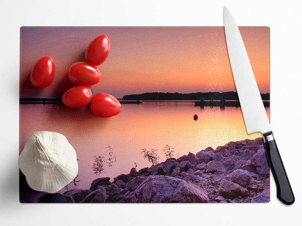 Peach Lake Calm Glass Chopping Board