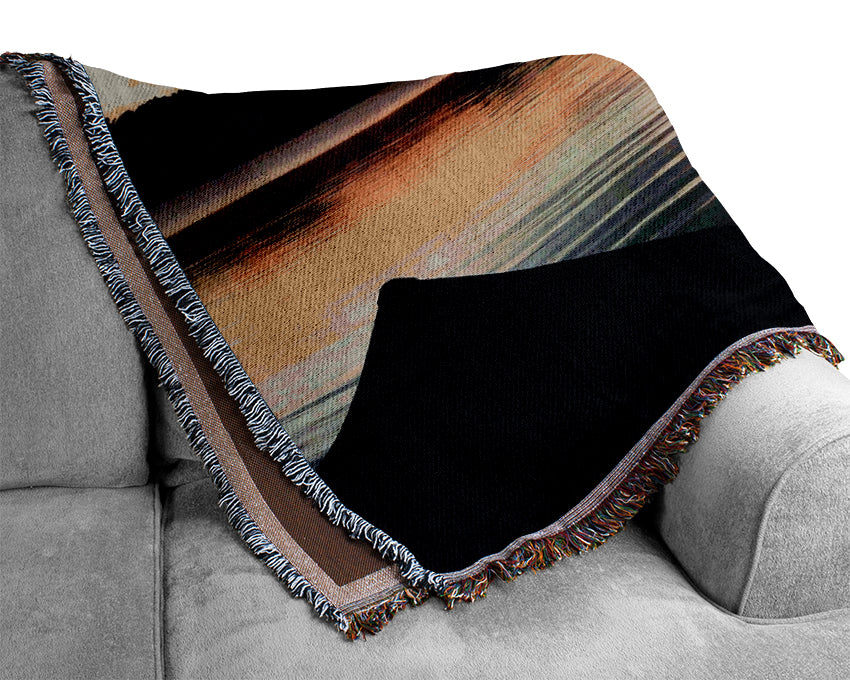 Rowing Boats At Dawn Woven Blanket