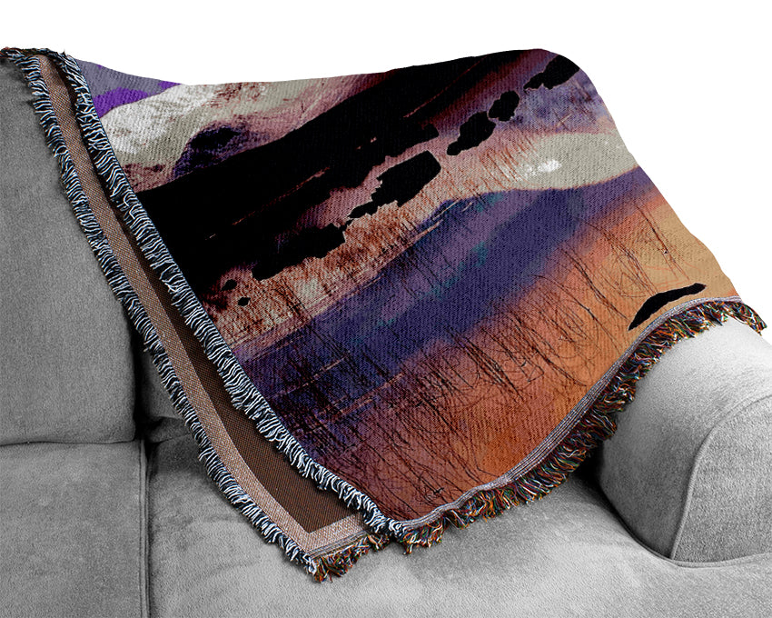 Tranquil Mountain Snow Reflections Woven Blanket