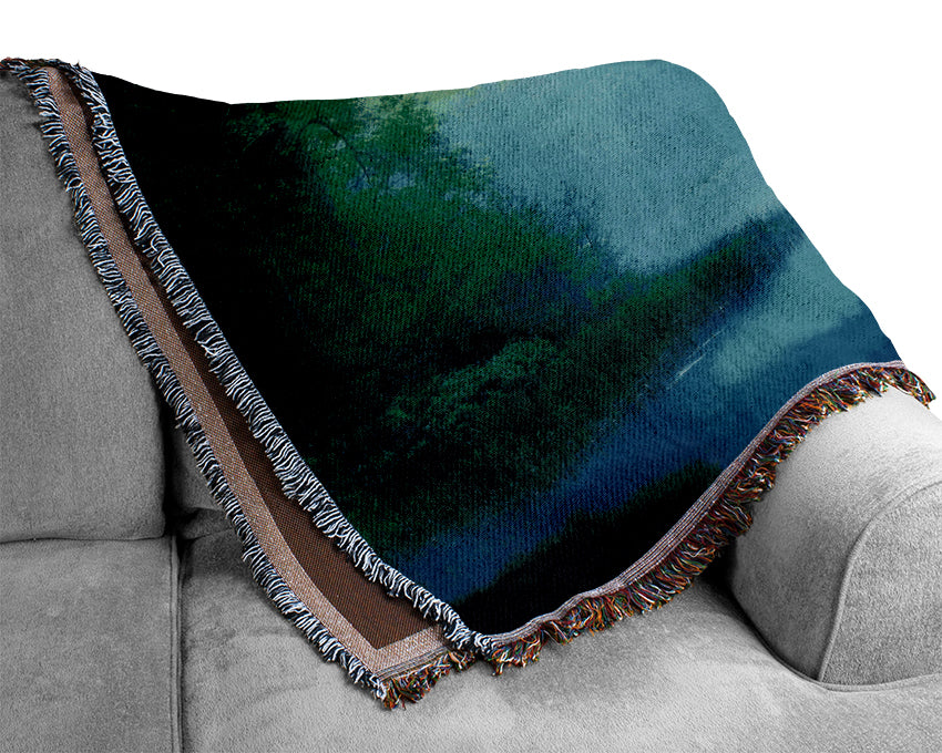 Lake In The Mist Woven Blanket