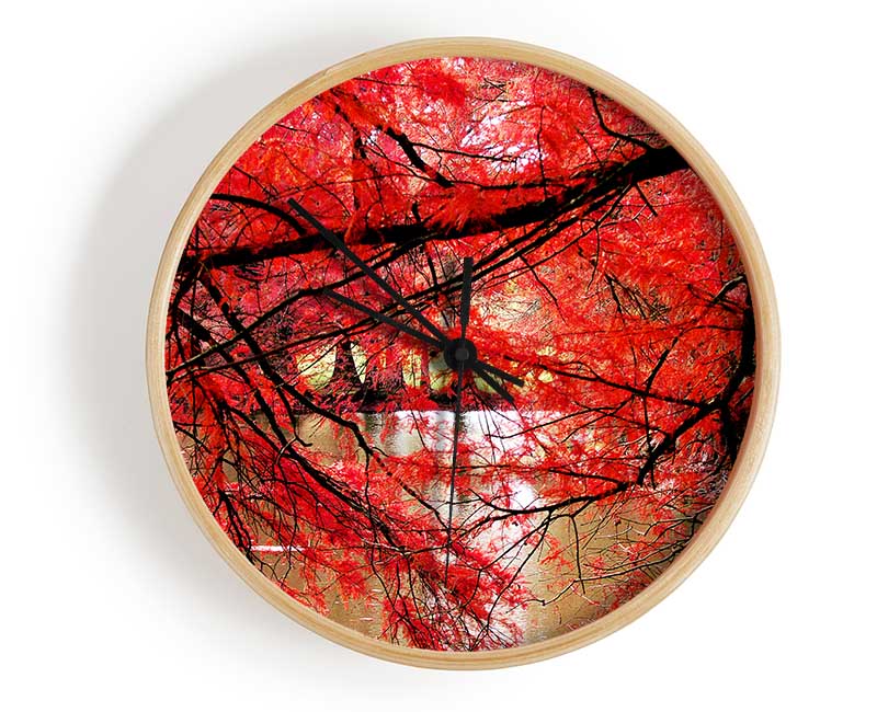 Red River Leaves Clock - Wallart-Direct UK