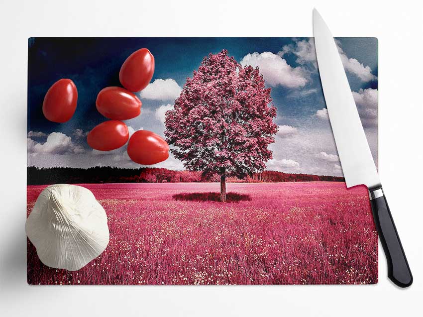 Pink Field Glass Chopping Board