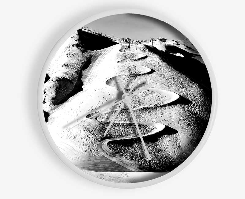 Les Deux Alpes B n W Clock - Wallart-Direct UK