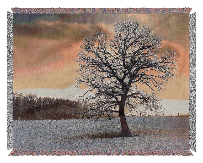 Solitary Tree Winter Woven Blanket