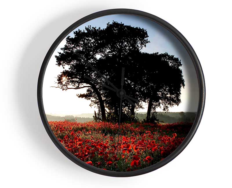 Sunset Poppy tree Clock - Wallart-Direct UK