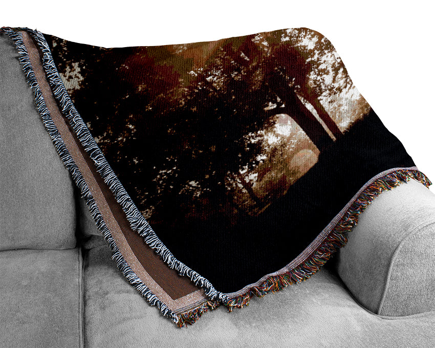 Sunrays Through The Chocolate Woodland Woven Blanket