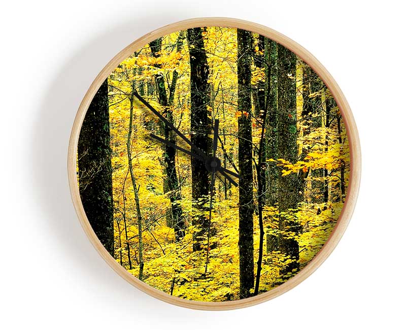 Yellow Woodland Clock - Wallart-Direct UK