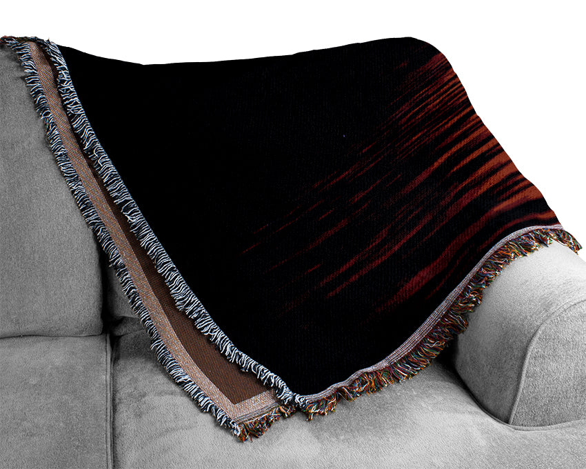 Sun Blaze Over The Red Ocean Sky Woven Blanket